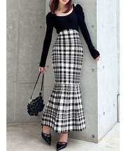 ショルダーオープンマーメイドニットワンピース