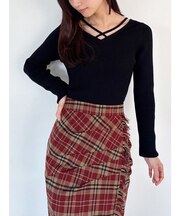 デコルテクロスニットトップス