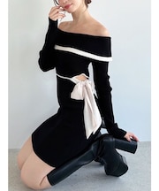 リボンミニニットワンピース