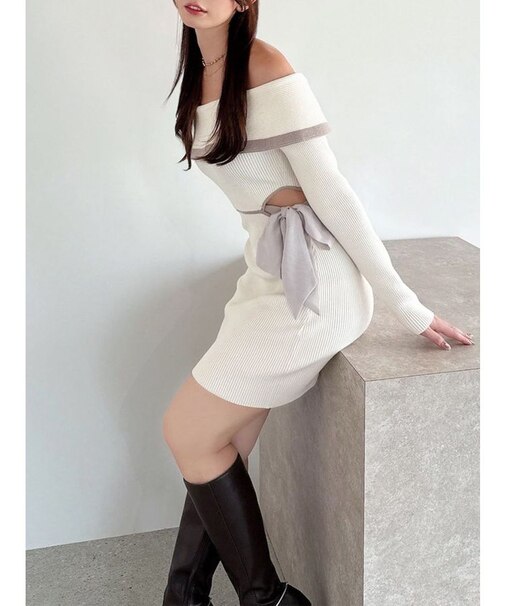 リボンミニニットワンピース