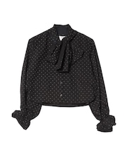 スリーブフリルビッグボウタイブラウス