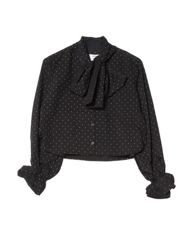 スリーブフリルビッグボウタイブラウス