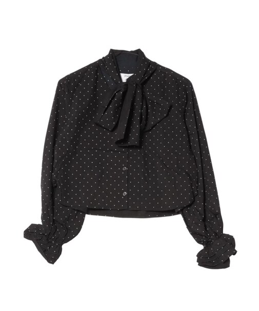 スリーブフリルビッグボウタイブラウス