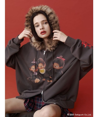 【monchhichi×jouetie】ファードッキングZIPフーディ