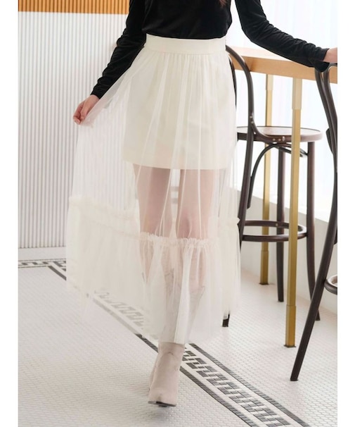 チュールティアードスカート