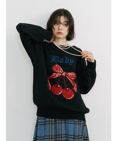 ジャガードチェリールーズニット