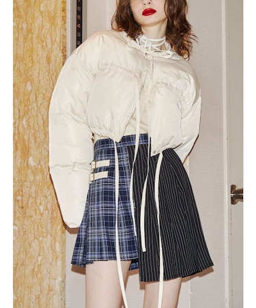 フロントリボンショートパッファブルゾン