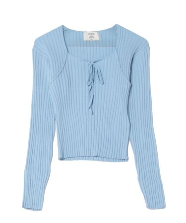 ネックリボンニット