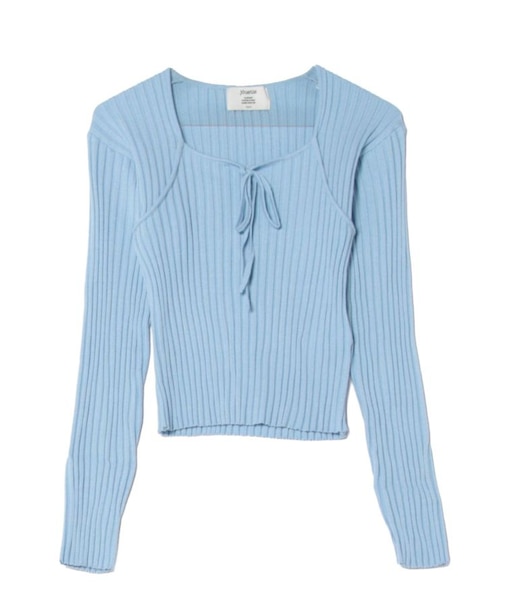 ネックリボンニット