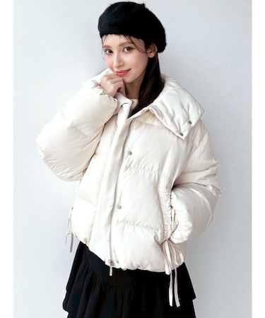 リボンデザインダウンジャケット