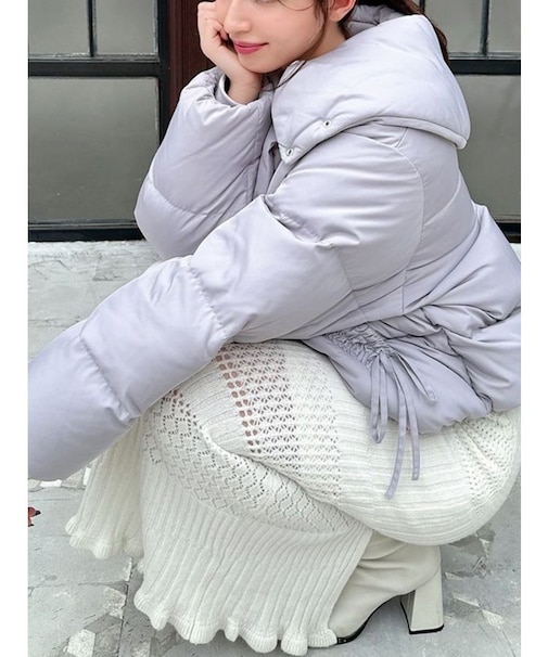 リボンデザインダウンジャケット