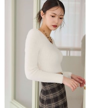 ミニシャギーVネッククロップドニット