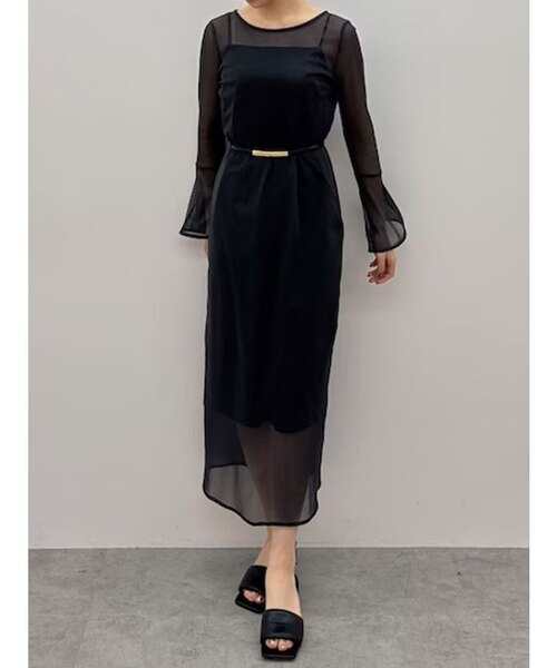 ソフトメッシュフレアスリーブワンピース｜マークスタイラー