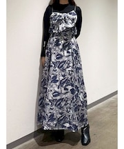 ジャカードバックレースアップキャミワンピース