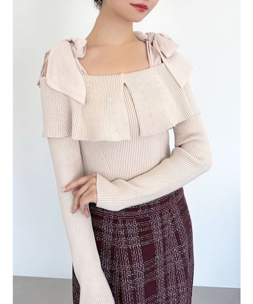ボリュームリボンニットトップス｜マークスタイラーアウトレットの