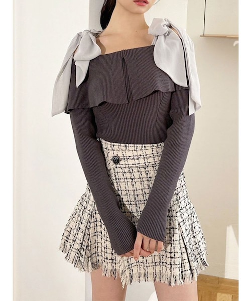 ボリュームリボンニットトップス｜マークスタイラーアウトレットの