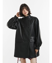 フェイクレザーAラインジャケット