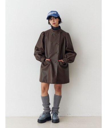 フェイクレザーAラインジャケット