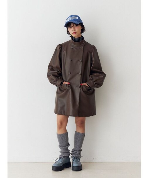 フェイクレザーAラインジャケット