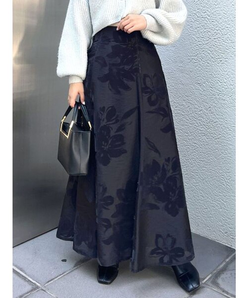 フロッキープリントフレアマキシスカート｜マークスタイラー