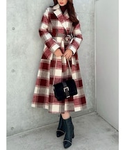 ミディレングスシャギーチェックコート