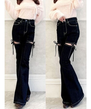 【追加生産分】カットアウトリボンデニムパンツ