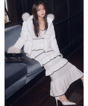 フリルデザインIラインニットワンピース