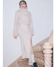 レースアップタイトニットワンピース