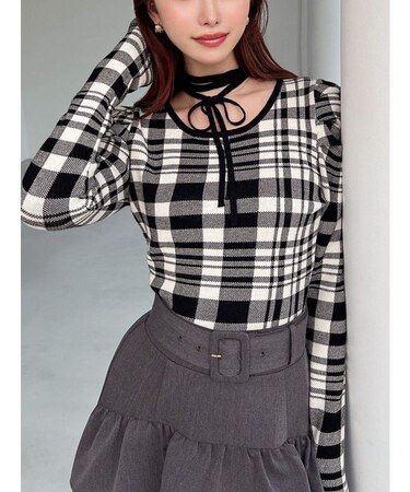 チョーカーデザインニットトップス