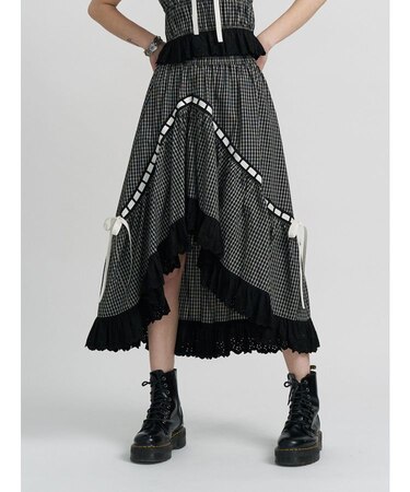 リボンステッチアシメスカート【セットアップ対応】