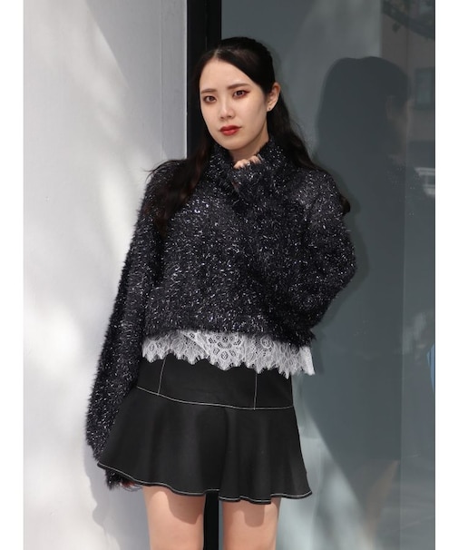 レースドッキングニット