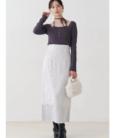 レースレイヤードナロースカート