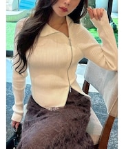 【WEB限定カラーあり】ハイツイストアシメZIPニット