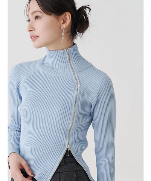 【WEB限定カラーあり】ハイツイストアシメZIPニット