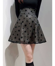 【MARY QUANTコラボ】デイジーフロッキープリントバックレースアップミニスカパン