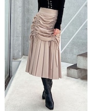 レイヤードプリーツミディスカート