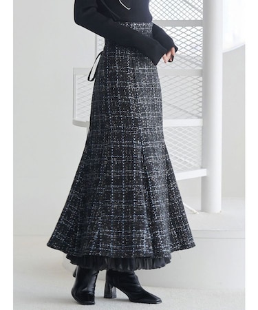 オリジナルツイードスソプリーツマーメイドスカート