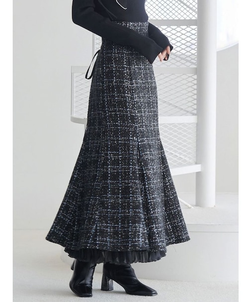 オリジナルツイードスソプリーツマーメイドスカート