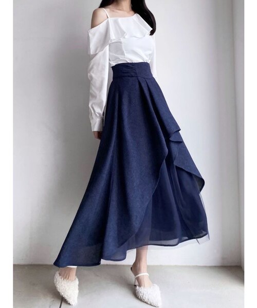 シャギーブラックウォッチ タイトストレートスカート｜トゥモロ