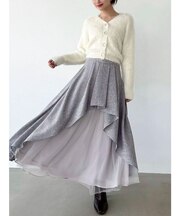 アシンメトリーフレアボリュームスカート