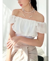 シアードッキングオフショルトップス