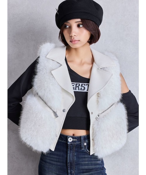 GGスライダーライダースファーベスト｜マークスタイラーアウトレットの