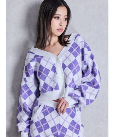 アーガイルニットカーディガン