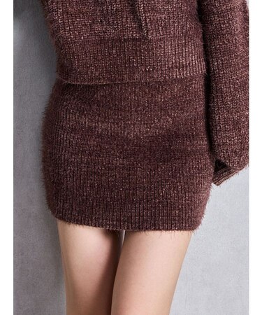 シャギーニットタイトミニスカートライクショートパンツ