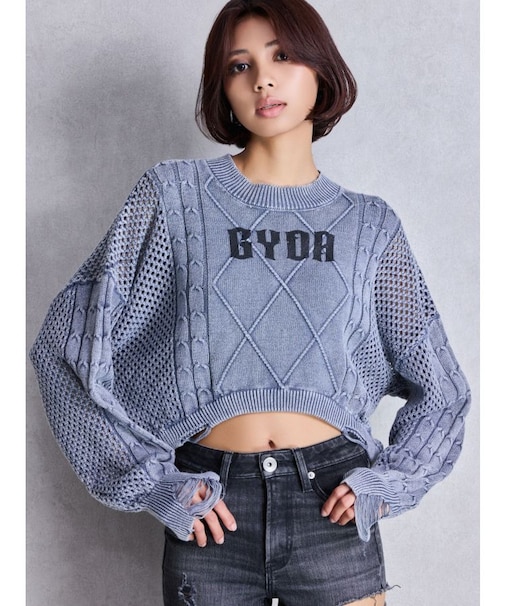 GYDA damage processing ニットトップス