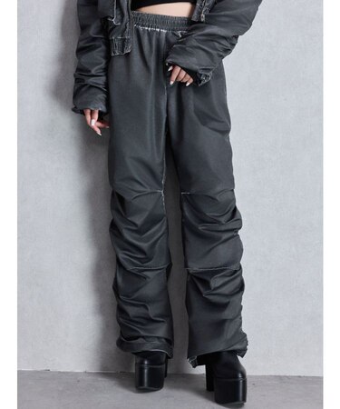 サイドギャザーpigment processedパンツ