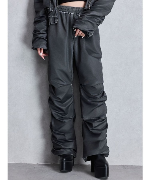 サイドギャザーpigment processedパンツ