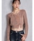 レースアップチョーカーニットトップス