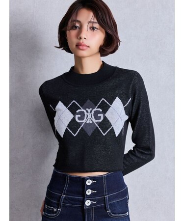 Symmetry GYDA ARGYLEニットトップス