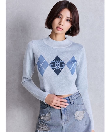 Symmetry GYDA ARGYLEニットトップス